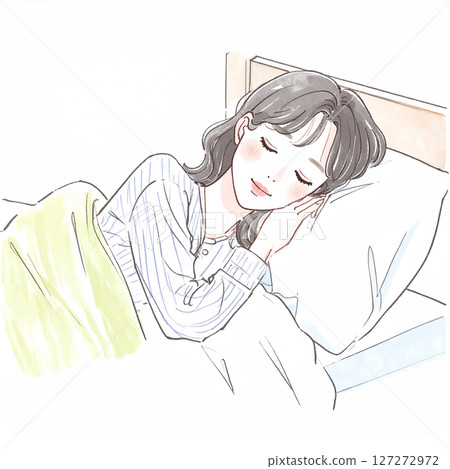 睡覺,睡覺,女人躺在床上 睡覺,睡覺,女人躺在床上 127272972