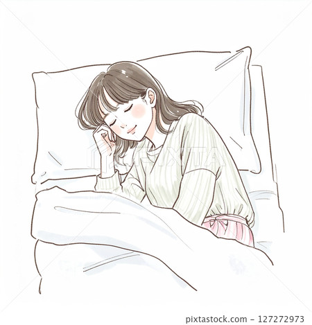 睡覺，睡覺，女人躺在床上 127272973