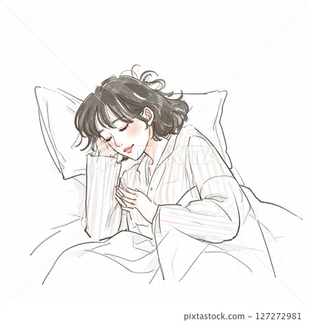 Sleep, sleeping, woman lying in bed 127272981