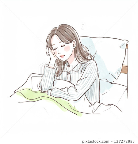 Sleep, sleeping, woman lying in bed 127272983