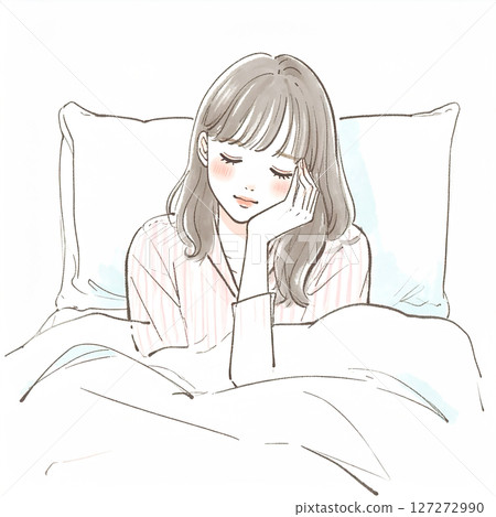 睡覺，睡覺，女人躺在床上 127272990