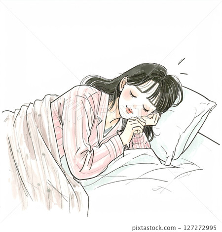 Sleep, sleeping, woman lying in bed 127272995