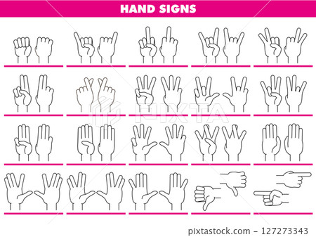 Hand Sign 02 - Black outline on white 127273343