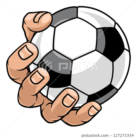 Mascot Person Hand Holding Soccer Football Ball 127273354