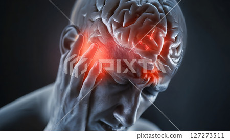 顯示人類頭痛的醫學插圖 顯示人類頭痛的醫學插圖 127273511