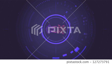 Digital technology futuristic circle target interface HUD with spaceship hologram in the center. Vector illustration for your design. Digital technology futuristic circle target interface HUD with spaceship hologram in the center. Vector illustration for your design. 127273791