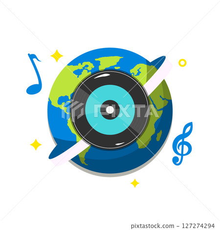 Universal Music Symbol with Record and Globe 127274294