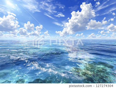 美麗的熱帶、清澈蔚藍的大海的插圖素材 127274304