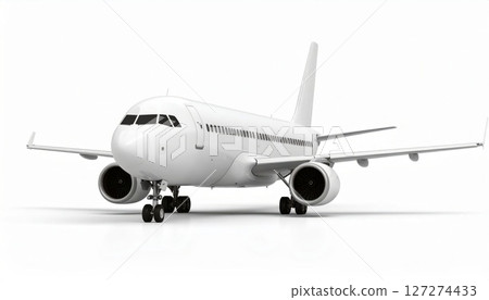 White airplane 3d model over white background 127274433