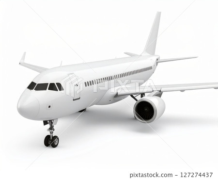 White airplane 3d model over white background White airplane 3d model over white background 127274437