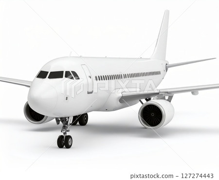 White airplane 3d model over white background 127274443
