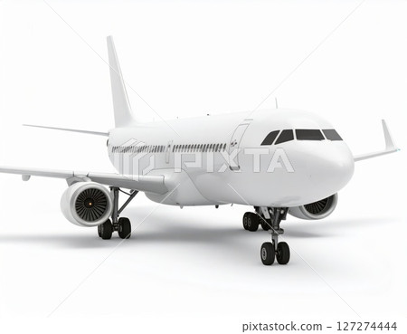 White airplane 3d model over white background 127274444