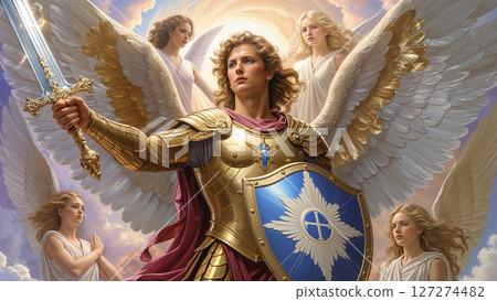 Archangel Michael fantasy art background, mighty warrior angel Archangel Michael fantasy art background, mighty warrior angel 127274482