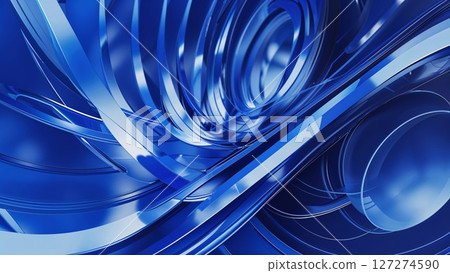 Abstract blue background with waves and bubbles elements 127274590