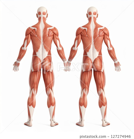 Male muscle tissue structure over white background Male muscle tissue structure over white background 127274946