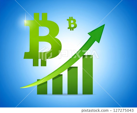 Bitcoin growth, cryptocurrency bull market, rocket record heights conceptual background 127275043