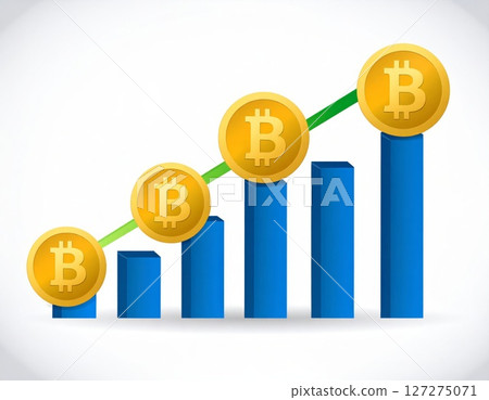Bitcoin growth, cryptocurrency bull market, rocket record heights conceptual background 127275071