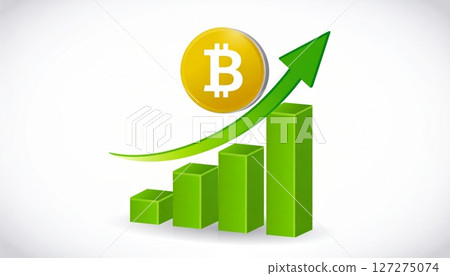 Bitcoin growth, cryptocurrency bull market, rocket record heights conceptual background 127275074