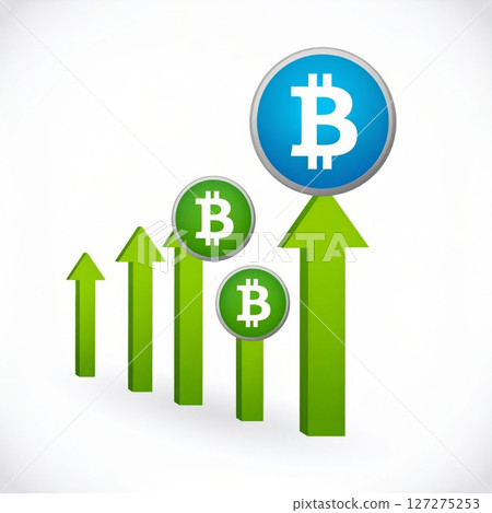 Bitcoin growth, cryptocurrency bull market, rocket record heights conceptual background 127275253