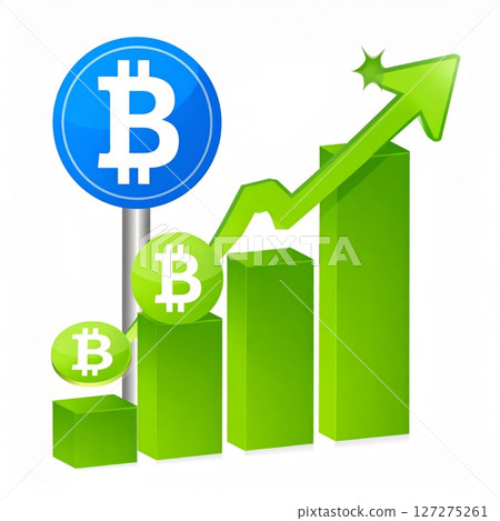 Bitcoin growth, cryptocurrency bull market, rocket record heights conceptual background 127275261