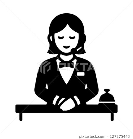接待員女線條圖標，前台服務員，插圖，素材，簡單，無背景 127275443