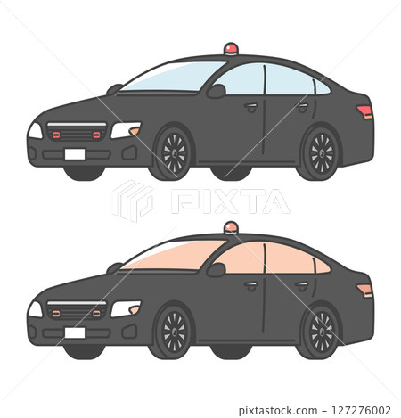 圖庫插圖: 帶紅燈的黑色調查車輛,重要人物保護,犯罪車輛(全彩和單色套裝) 圖庫插圖: 帶紅燈的黑色調查車輛,重要人物保護,犯罪車輛(全彩和單色套裝) 127276002