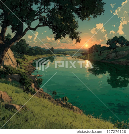 River and sunset River and sunset 127276128