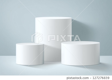 用於品牌和產品模型的白色圓柱形講台 127276839