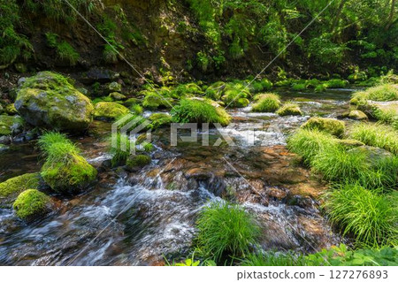 The flow of Mototaki Fushiryo and Mototaki River in early summer Nikaho City, Akita Prefecture The flow of Mototaki Fushiryo and Mototaki River in early summer Nikaho City, Akita Prefecture 127276893