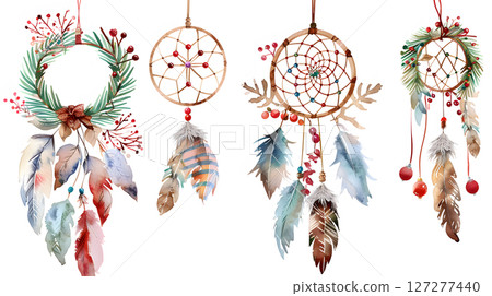 Dreamcatcher Christmas ornament clipart with festive 127277440