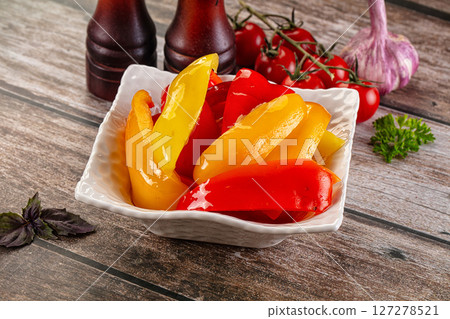 Marinated bell pepper parica slices Marinated bell pepper parica slices 127278521