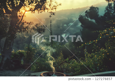 Cigarette butt is on the ground next to a body of water. 127278857