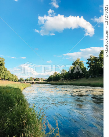A river with a bridge in the background A river with a bridge in the background 127279025