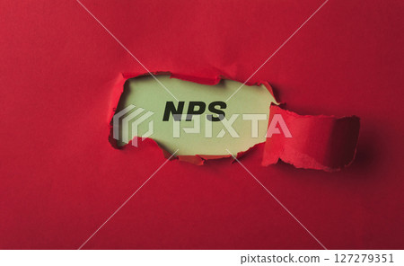 Red background with a white word that says NPS Red background with a white word that says NPS 127279351
