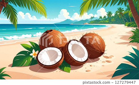 熱帶形象椰子例證背景 熱帶形象椰子例證背景 127279447