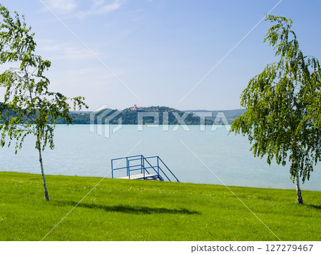 Balaton Free Beach with Tihany Abbey 127279467