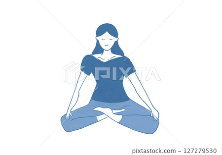 一個女人打坐的插圖 127279530
