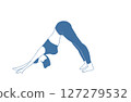 Woman doing yoga stretching legs 127279532