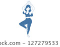 Woman doing yoga in sun salutation pose 127279533