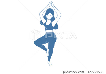 做太陽敬禮瑜珈的女人 127279533