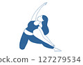 A woman who poses yoga 127279534