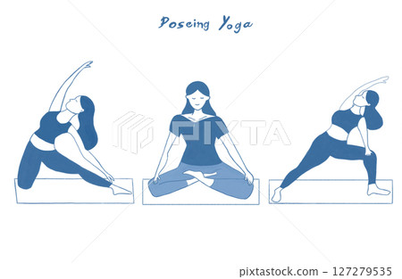 Illustration material set of women doing yoga Illustration material set of women doing yoga 127279535
