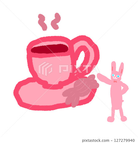 Illustration of a rabbit telling you to take a break (JPG/PNG) 127279940