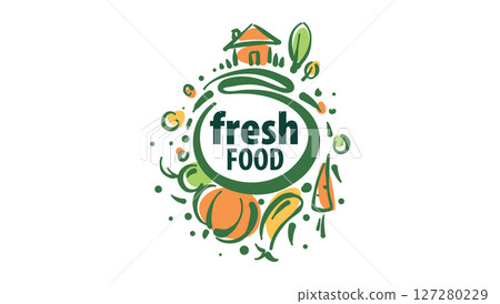 Vector logo of farm products, hand-drawn 127280229