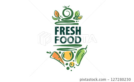 Vector logo of farm products, hand-drawn Vector logo of farm products, hand-drawn 127280230