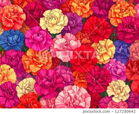 Colorful carnation background material 127280642