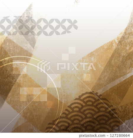Beautiful background material using luxurious Japanese-style curves [Gold] 127280664