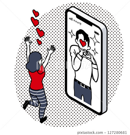 Romance Scam - Women who fall in love with men on their smartphones 127280681