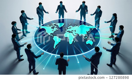 Global Diplomatic Summit, Abstract Interconnected Leaders, International Cooperation, and Policy Making. Ideal for international relations, news, and governance. Global Diplomatic Summit, Abstract Interconnected Leaders, International Cooperation, and Policy Making. Ideal for international relations, news, and governance. 127280898