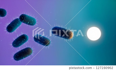 Antibiotic Action, Stylized Bacteria vs. Medicine, Drug Discovery, and Resistance. Perfect for pharmaceuticals, medical research, and public health awareness. Antibiotic Action, Stylized Bacteria vs. Medicine, Drug Discovery, and Resistance. Perfect for pharmaceuticals, medical research, and public health awareness. 127280902